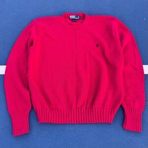 Vintage 90’s Preppy Polo Ralph Lauren Red Kit Pullover Crewneck Sweater  Mens L